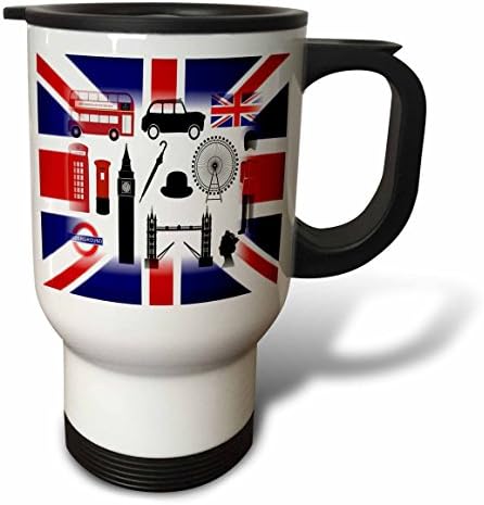 Чаша за пътуване с 3D Принтом Хартата на обединеното кралство и британската insignia, 14 грама, Бяла