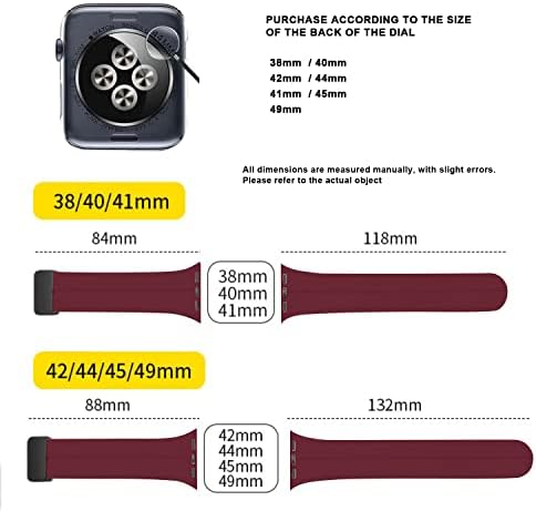 Съвместим с каишка на Apple Watch 49 мм 45 мм 44 мм 42 мм 41 мм 40 мм, 38 мм, сменяеми каишки от мек силикон