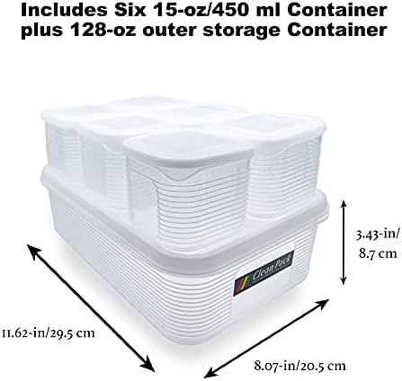 Контейнери за съхранение на хранителни продукти TeTeBak с затегнати капачки - 6 бр. Подвижни Индивидуални Пластмасови