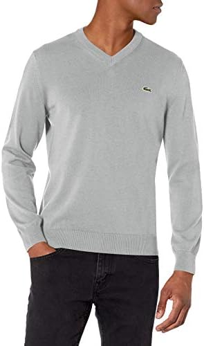 Мъжки Пуловер от памук Lacoste дълъг ръкав Regular Fit и V-образно деколте, от Органичен Памук