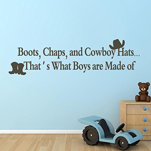 Ботуши, Момчета И Каубойски Шапки, Vinyl Стикер На Стената В Детската Стая, За Момчета, Стикер На Стената В
