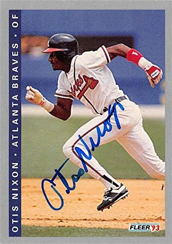 Склад на автографи 621935 Бейзболна картичка Отиса Никсън с автограф - Атланта Брэйвз 1993 Fleer - №10