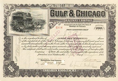 Gulf and Chicago Railway Co. - Мисисипи и Тенеси - Склад за сертификат