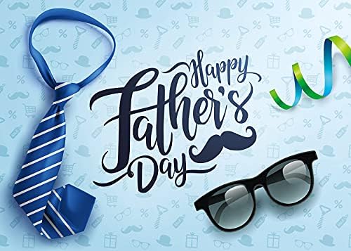 CYLYH 7x5ft Щастлив Фон за Деня на бащата Вратовръзка и Очила Син Фон Ден на Бащата Семеен Деня на Дипломирането