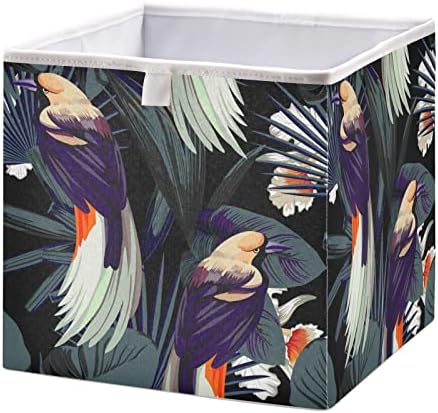 Emelivor Палмови листа Птици Кутия за съхранение на Кубчета, Сгъваеми кутии за съхранение, Водоустойчив кош