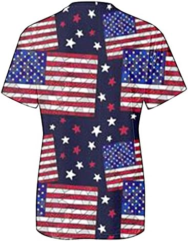 Тениски на 4 юли, Ризи за Жени, Лятна Тениска с Кръгло деколте и Къс Ръкав, Флаг на САЩ, Звездна Лента, Тениска