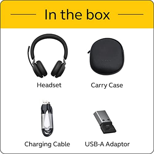 Безжични слушалки Jabra Evolve2 65 UC с Link380a, Стерео уредба, Черни – Безжична Bluetooth слушалка за провеждане
