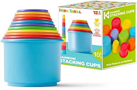Детски Чаши KIDSTHRILL Цветове на Дъгата за деца, столчета за Чаши за Подреждане на Играчки, Дренажни отвори,