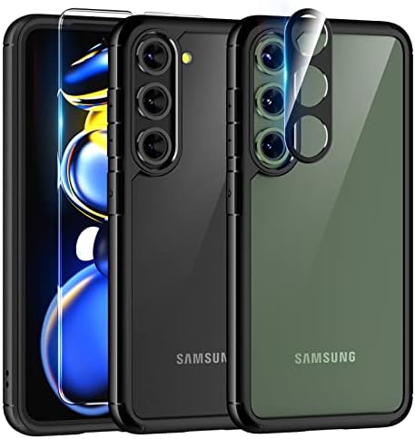Калъф TAURI 5-в-1 за Samsung Galaxy S23 Plus Прозрачен, [не желтеющий] с 2 закалени предпазни филм за екрана
