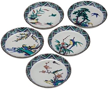 Комплект от 5 малки чинии. Стара цвете и птица кутани сайл.Японски съдове за готвене Кутани. ктн-к7-0105