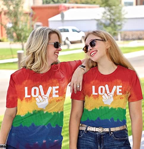 Гордостта Риза Дамски Любовта Побеждава Тениска с Преливащи се цветове Графични Тениски ЛГБТК Равенство Ризи Лесби Случайни Топ С Къс Ръкав