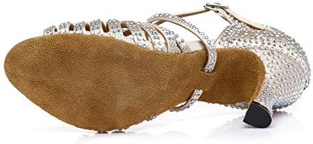 Pierides / Дамски Обувки за Танци балната зала На Замшевой Подметка С Кристали, Блестящи Обувки за Латино Салса,