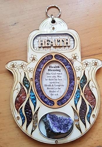 Bluenoemi Подаръци на Светите Земи Хамсия Благословия за Здраве, Висящи на стената с Подходящи Скъпоценни Камъни