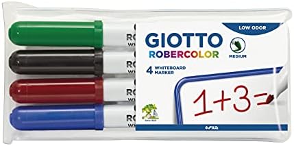 Маркери за бяла дъска GIOTTO Robercolor, 4 x различни цветове, Средния връх, Са идеални за деца и училища