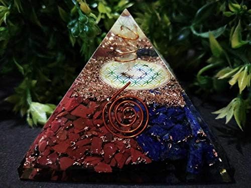 Пирамида на Рейки Aadhya Wellness Crystal Оргонита Синьо-Кафяв Камък За Заздравяване на Чакрите, Медитацията