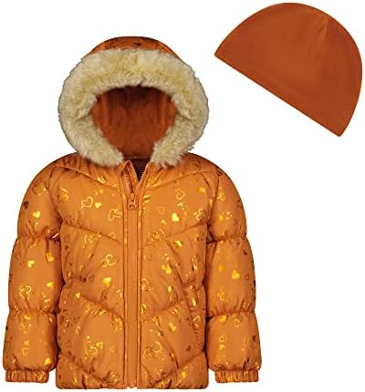 Зимно яке-пуховик с качулка за малки момичета ЛОНДОНСКАТА мъгла с модел под формата на Звезди и Луни и Шапочкой