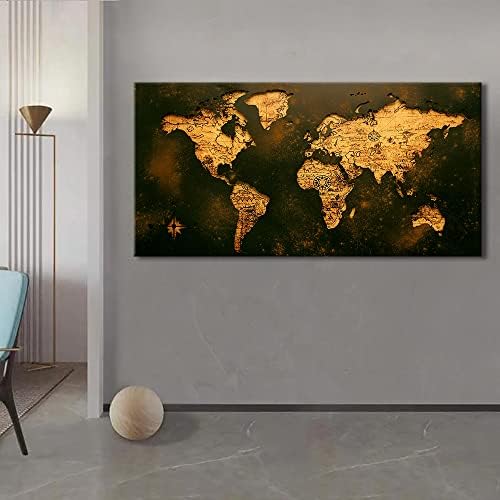Wewejia Платно Стенно Изкуство Карта на света, Големият Пейзаж Ярка Вашата Всекидневна Офис Начало Декор на