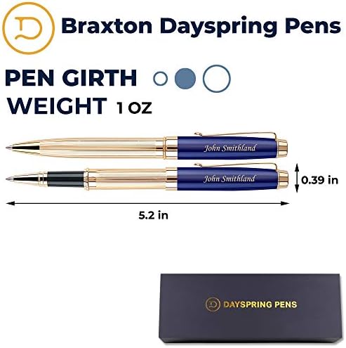 Дръжки Dayspring набор от Персонализирани химикалки и ролери дръжки Бракстън - син. Подаръчен комплект за мъже