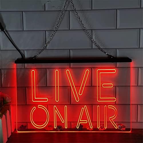 Неонова реклама с DVTEL Live On Air, която симулира Led лампи, Светещи Букви, Знак, Акрилна Лента, Неон Декоративни светлини, 60x40 см, Ресторант, Бар, кафе-сладкарница (Цвят: бял,