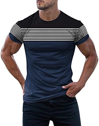 Xiloccer Красиви Ризи за Мъже С Къс Ръкав Потта Мъжки Модни Тениска С Къс Ръкав Crewneck Тренировка на Мускулите