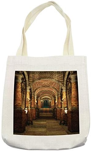 Чанта-тоут Ambesonne в готически стил, Категория на Средновековни сгради с Тайните Врата, Мистични Колони, Тъканно