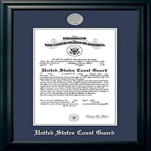 Campus Images Рамка за сертификата на бреговата охрана CGCS0028.5x11 със Сребърен Медальон, 8,5 x 11, черен