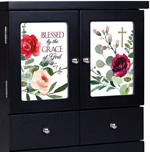 Шкаф за бижута Elanze Design Blessed by Grace с черна тапицерия 12 x 9,5 см под дърво