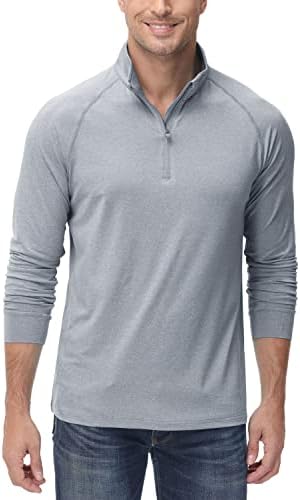 Мъжките пуловери TACVASEN с цип 1/4, Слънчеви Върхове UPF 50+ и е с дълъг ръкав, Лека Тениска за спортни изяви