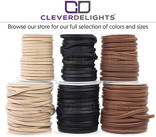 Кожена Плосък кабел CleverDelights 1/8 инча - Натурален цвят - 25 Фута - Каишка от естествена кожа 3,5 мм
