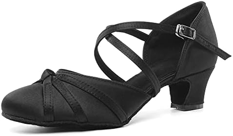 HIPPOSEUS/ Дамски Обувки за Латино Танци с пайети, Женски Обувки за Балните Танци Салса със Затворени пръсти,