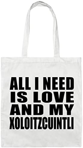 Designsify Всичко, което ми трябва, Е Любовта и моят Xoloitzcuintli, Памучен чанта-тоут за Еднократна употреба