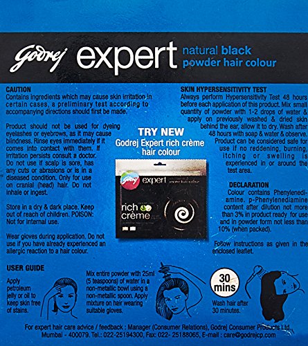 Цвят на косата Godrej Natural Black Expert Powder, 24 грама
