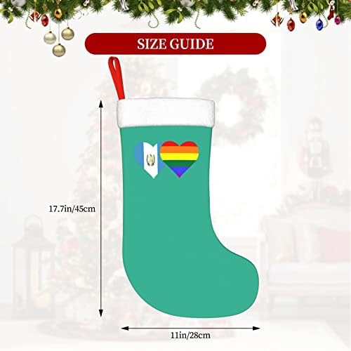 Cutedwarf Флаг на Гватемала и Флаг на ЛГБТ Коледен Отглеждане на Коледна Украса Класически 18 Инча Окачен Чорап