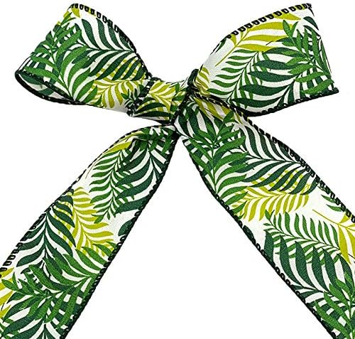 Жичен лента Morex Ribbon Tropical Paradise, 1-1/ 2 инча в 10 ярда, Папоротниково-зелена, 7565,40/10-607