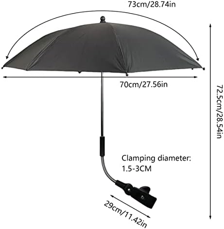 Чадър за детска количка с Регулируема скоба, Слънцезащитен Чадър за детска количка, Бъги, Универсален Чадър