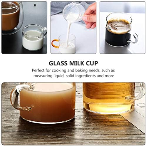 YARNOW 2 пакета Мини-чаша за мляко с писалка, чаша за мляко с двойни носиками, Чаши от прозрачно стъкло с двойно