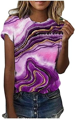 Модна Тениска за Жени, Цветни Тениски с равен брой гласове-Боя, Тениски с Кръгло деколте и Къс Ръкав, Потници