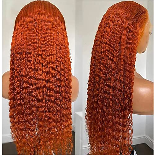 Имбирно-Оранжеви Перуки от Естествена Коса на Дантели, Дълбоки Къдрави Перуки, изработени от Човешка Коса за черни жени Плътност на 180% 13x4, Прозрачни Дълбоки Къдрав?