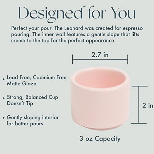 Керамични чаши за еспресо Folk Ceramics Leonard с двойни стени | на пакет от 2, 3 грама, Бледо-розови | Съвременни