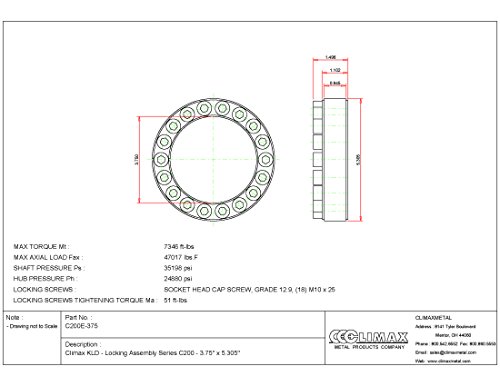 Блокиране на възел Climax Metals C200E-375 Series 200, Стомана, вътрешен диаметър 3,75 инча, Ширина 1,55 инча,