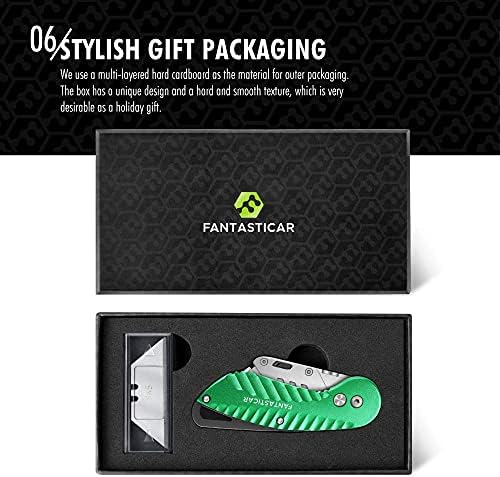 Комплект за рязане подарък кутии FantastiCAR Green Сгъваем Универсален нож с лек Алуминиев корпус и остриета