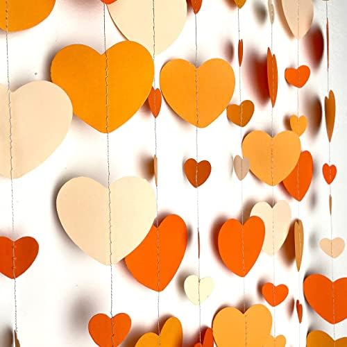 52 Фута Orange Сърдечна Венец Градиентное Сърцето, Окачен на Хартиен Сияние за Есен-Есента на Сватбата, Душата