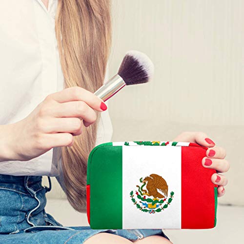 Чанта за Тоалетни Принадлежности Козметични Пътен Органайзер За Грим Чанта за Измиване с цип Знаме на Мексико,