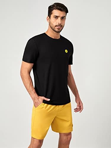 FIOXA Комплект дрехи от две части за мъже, Тениска и шорти в заплатках с анимационни герои (Цвят: многоцветен,
