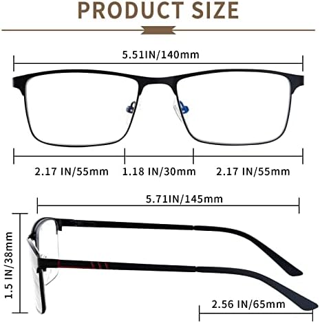 SOVCOD Прогресивно Многофокусные Очила за четене за Мъже, Блокиране на Синя Светлина, Метална Дограма, Пружинни