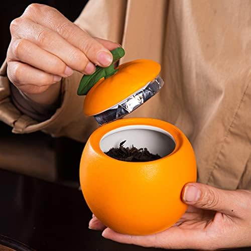 Мини-керамични банка за чай HEMOTON, утайка от банката във формата на портокал с капак кутии за чай, контейнер
