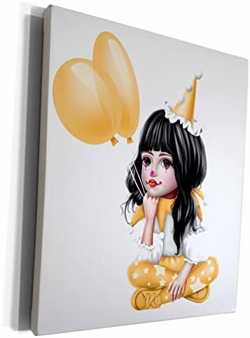 3dRose Скъпа Темноволосая Момиче-Клоун С балони В Жълтата Холщовой обертке Музеен клас (cw_354867_1)