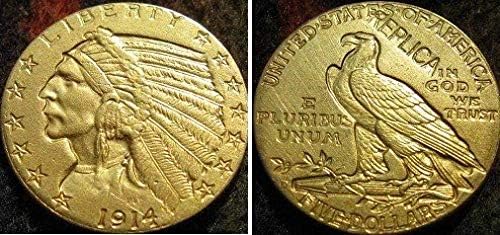 Монета на повикване $5 Златни Индийски Половината Орел 1914-D Копие Монети Копие Подарък за Него Колекция от монети
