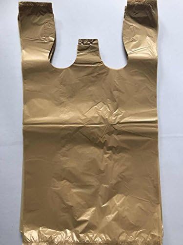 Голяма пластмасова чанта за изнасяне на хранителни тениски RG Кафяв Без печат 12 X 6 X 21 (100)
