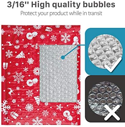 Коледен пощенски плик Fosmon 0 размер на 6,5 x 10 инча с мехурчета (5 опаковки), леки, устойчиви към въздействието